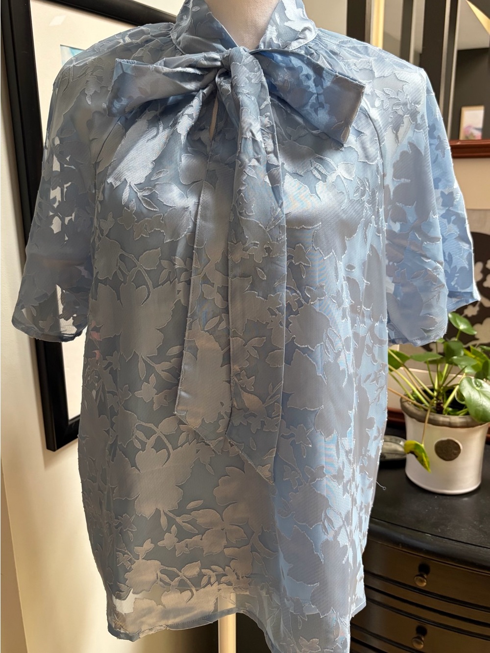 41 Hawthorn Pale Blue Floral Tie-Neck Blouse